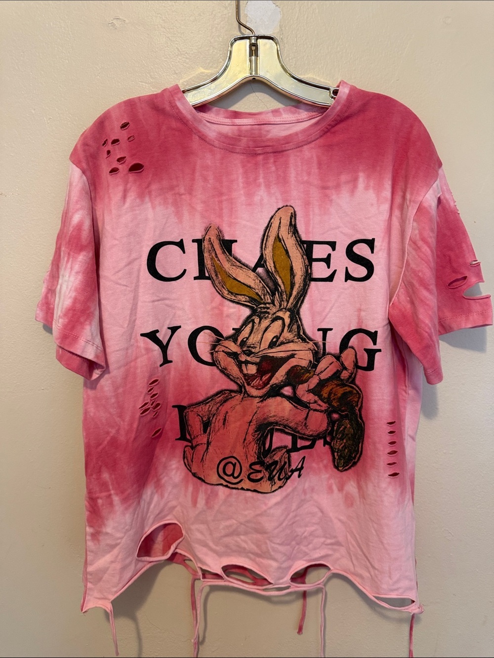 Pink Tie-Dye Bunny Graphic Kids Tee